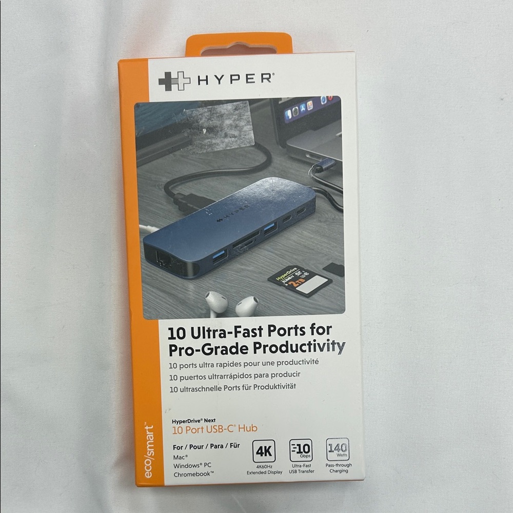 Hyper EcoSmart 10-Port USB-C Hub - Blue and Orange